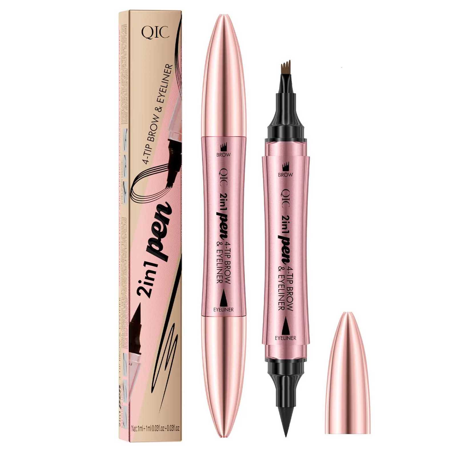 4 Colors 1pc Eyebrow Pen Waterproof 4 Split Tip Eyebrows Pen Eyebrow Tattoo Pen Waterproof Liquid Black Eyebrow Makeup PencilL251024