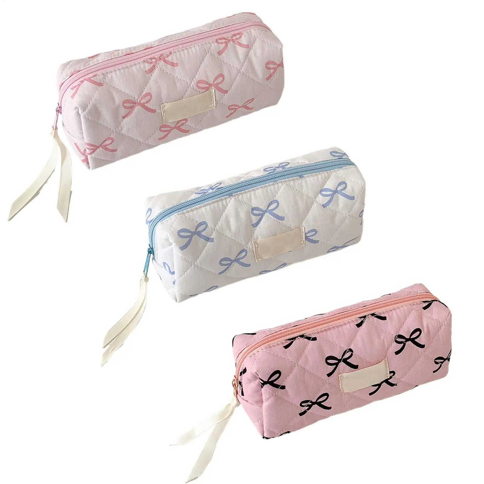 1pcs Fashion Simple Bow Women Travel Storage Bag Cute Design Girl Pencil Case Makeup Bag Retro Ladies Cosmetic BagT251024