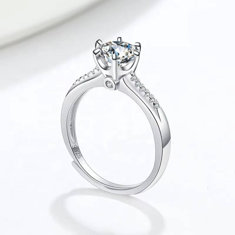 D Color VVS 1ct Moissanite Jewelry White Gold Sidestone Diamond 925 Sterling Silver Moissanite Engagement Rings for Women
