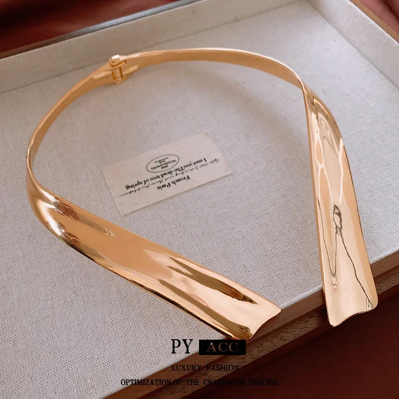 NISHIZAWA Ins Round Open Necklace Simple Niche Collar Exaggerated Personality Jewelry 251016
