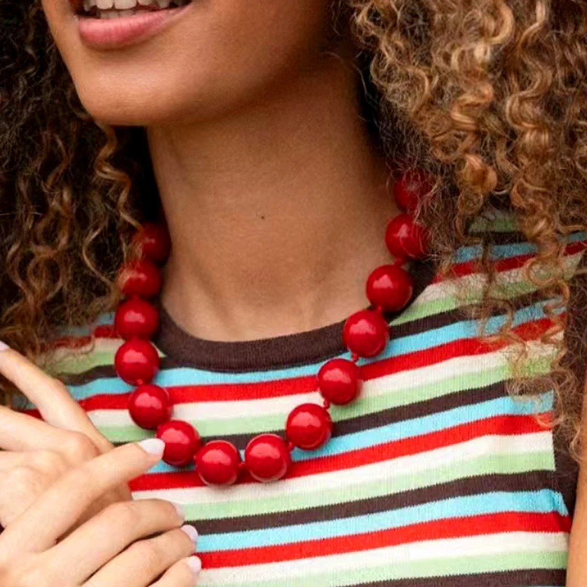 Docona Bohemia Bead Round Colourfulne Neckalce for Women Fashion Banquet AdjustableGeometric Holiday JewelryPartyGifts 251016