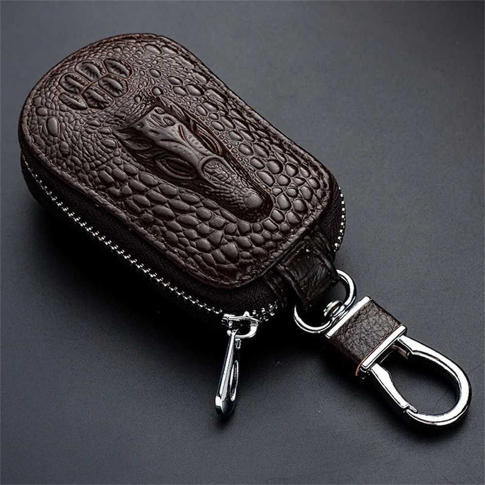 Leather Car Key Case Fashion Mini MenS Key Wallet Pocket Key Holder Organizer Pouch Keys Organizer Large Capacity Zipper Bag Z251023