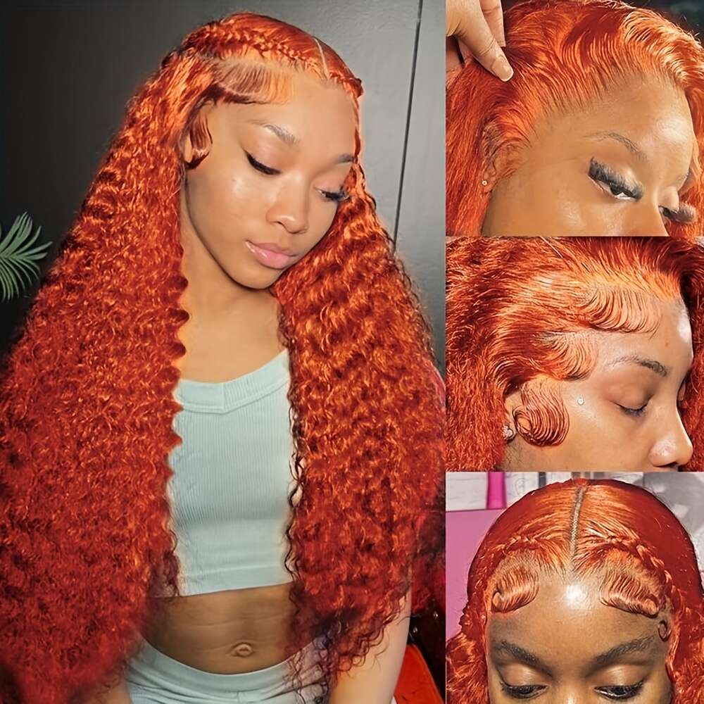 28" Glueless Front HD Transparent Lace Frontal, 180% Density Natural Looking Curly Voluminous Red Wig Women Easy Application, Everyday Special Ev