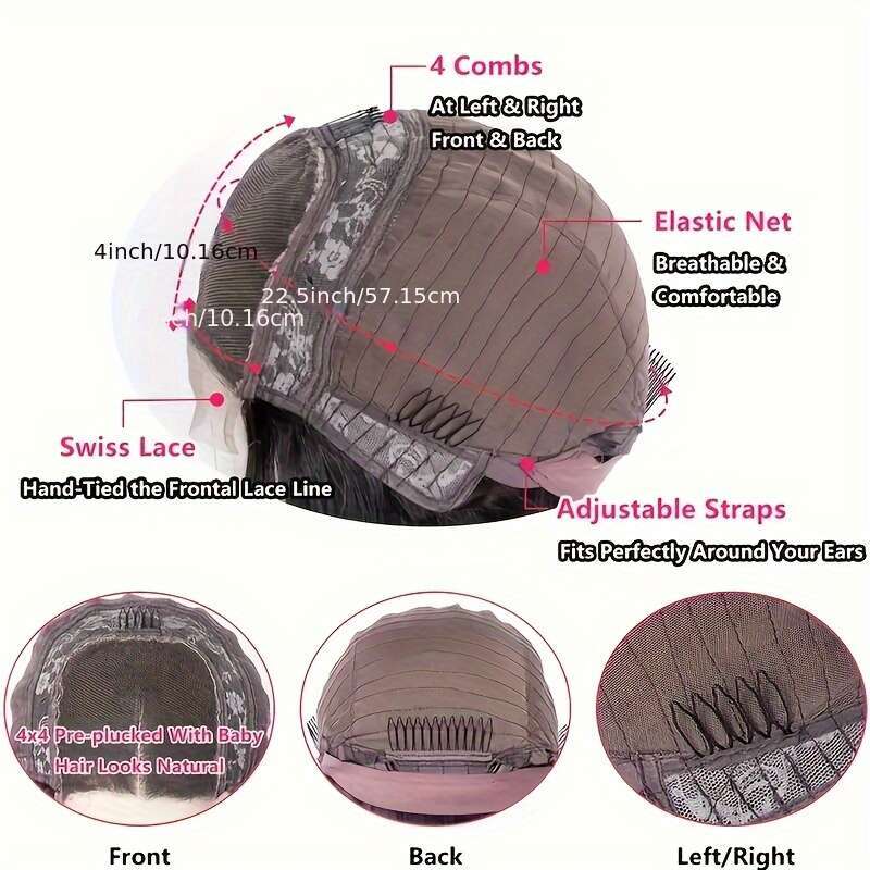 4X4 Lace Front 200 Density HD Transparent Frontal for Women Curly Wave Glueless Wigs Human Pre Plucked with Baby Hair Natural Black