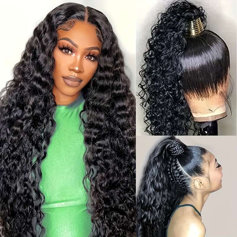 13x6 Water Wave Front Wig Brazilian 100% for Women Pre Plucked 200% Density HD Lace Frontal Wigs Human Hair