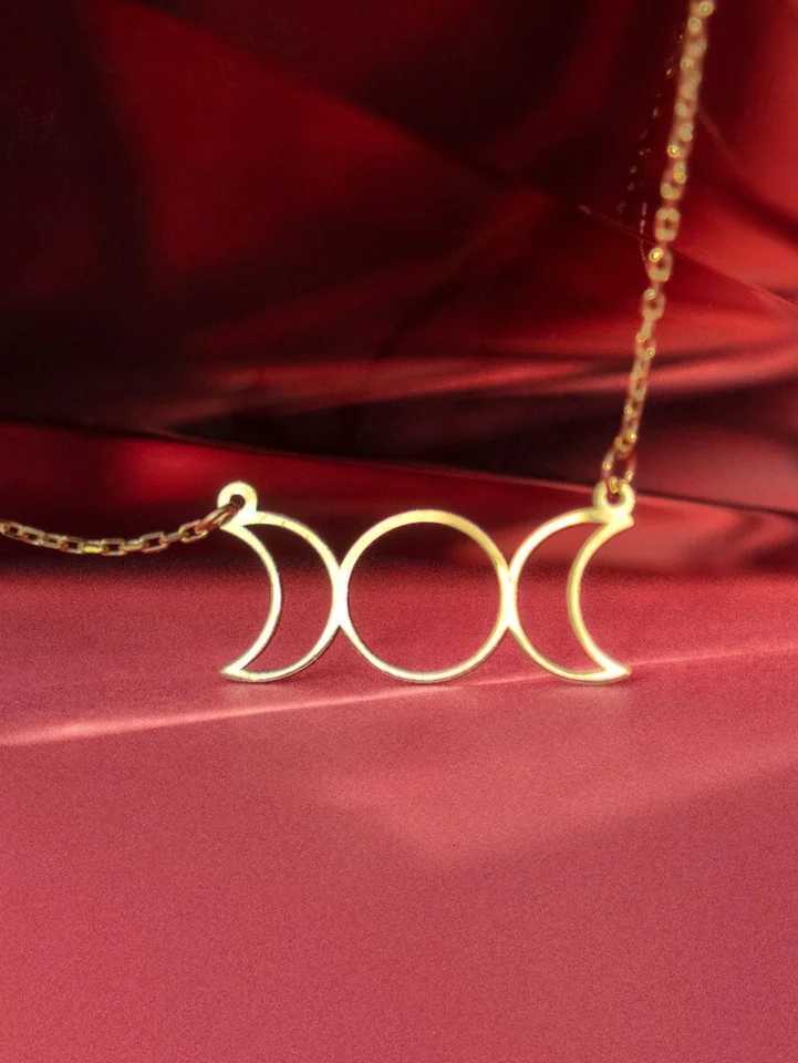 Triple Moon Godd Sun Pentagram Stainl Steel Hecate Necklaces Witch Luna Necklace Jewelry esotericos y brujeriaXJ251024
