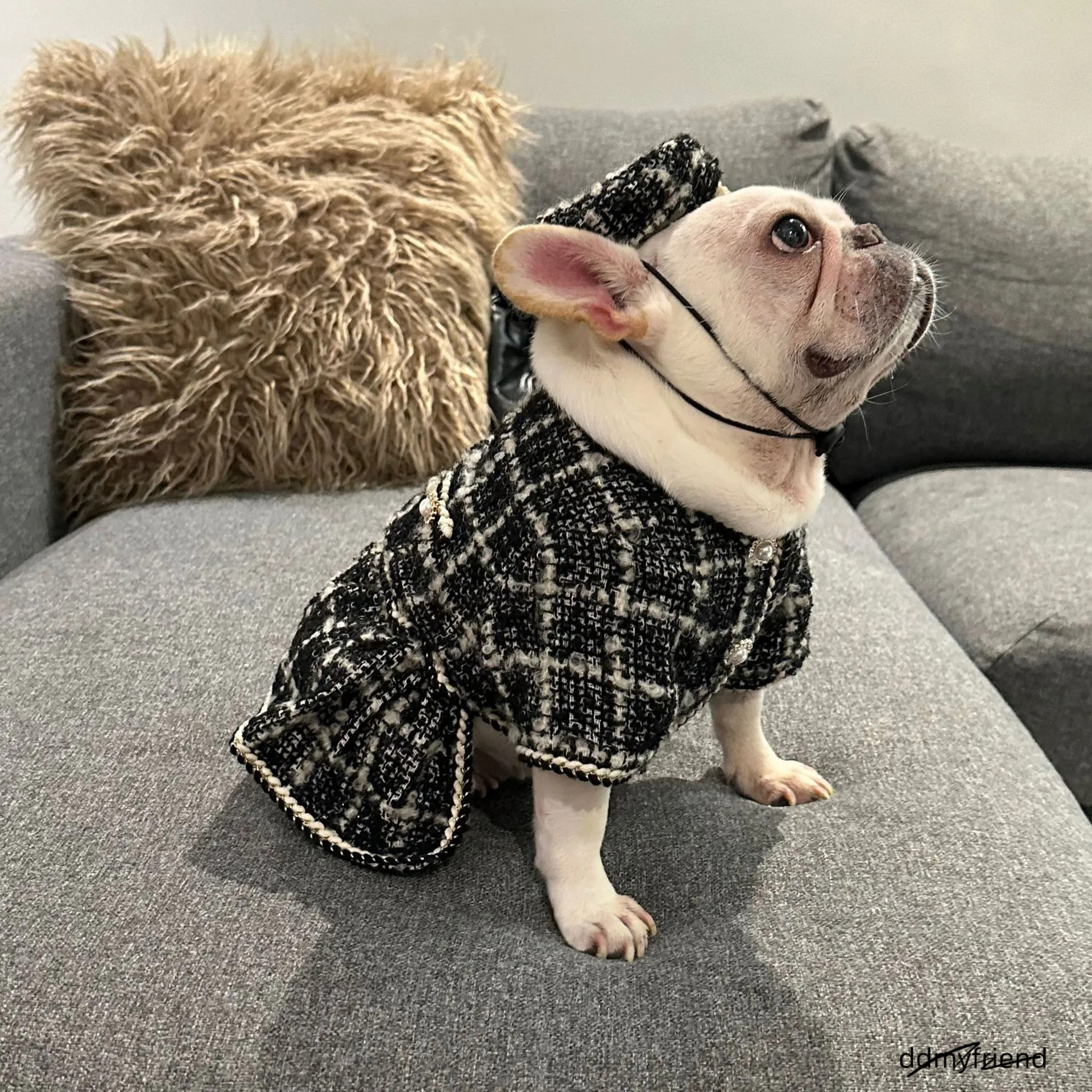 Tweed Princess Dog Dress - Cute Pet Clothes Outfit For Small Dogs, Puppies, Cats, Teacup Yorkie, Chihuahua XL Ddmyfriend