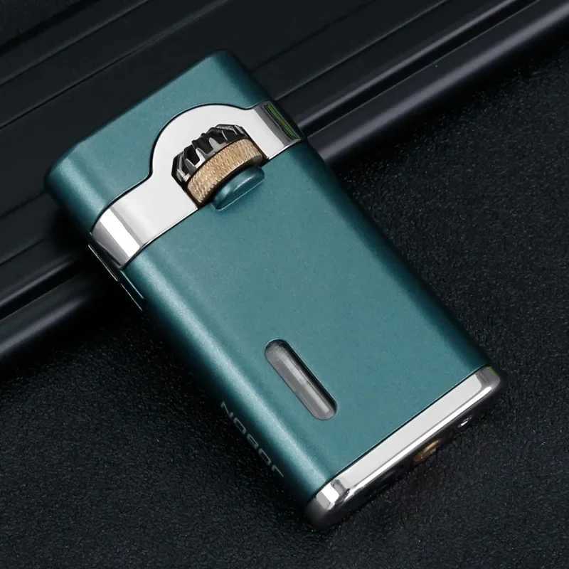 2025 JOBON Mechanical Metal Butane Gas Lighter Outdoor Windproof Gear Linkage Ignition Blue Flame Torch Portable Cigar Lighter1 D251024