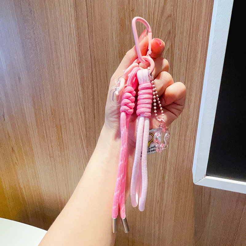 Woven Rope Charm Plush Doll - Nylon Lanyard, Ins-Style Keychain with Carabiner, Bag Pendant Gift