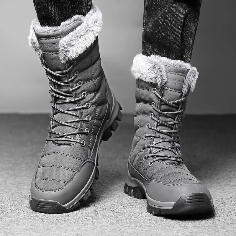 Winter Mens Snow Boots Warm Plush Anti slip Outdoor Hiking Boots Womens Mid length Boots Couple Sports Shoes Boots Size 3648251020
