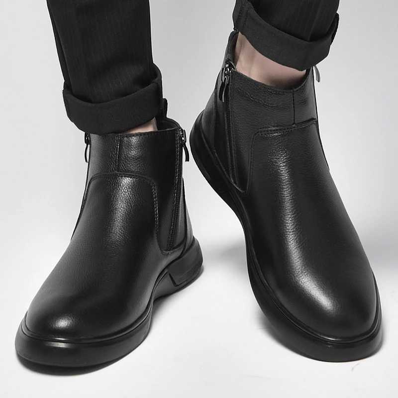 British Style High Top Mens Chelsea Flat Designer Boots Luxury Brand Genuine Leather Oxford Shoes Autumn Winter Walking Shoes W251024