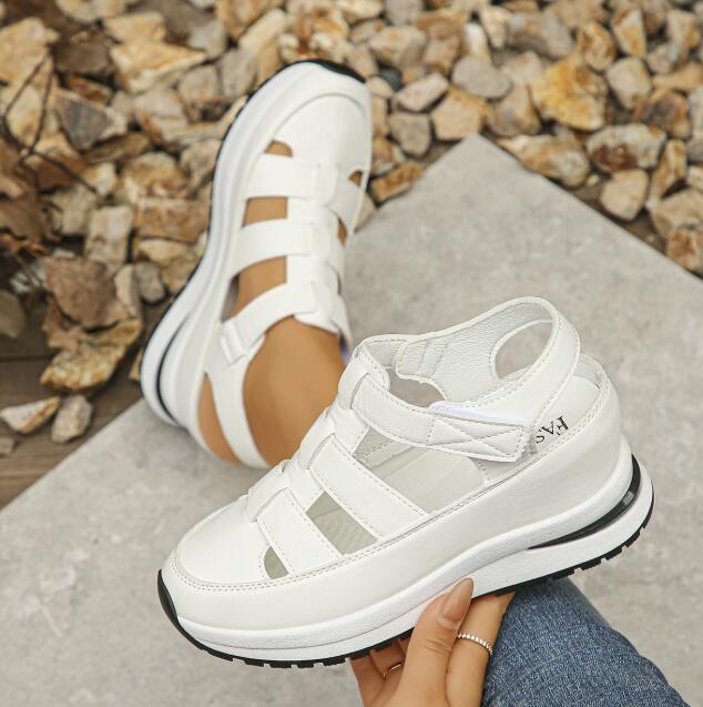 Hollow out casual sandals for women summer 2024 versatile thin sponge cake thick sole high height women's shoes Z 10.21-6