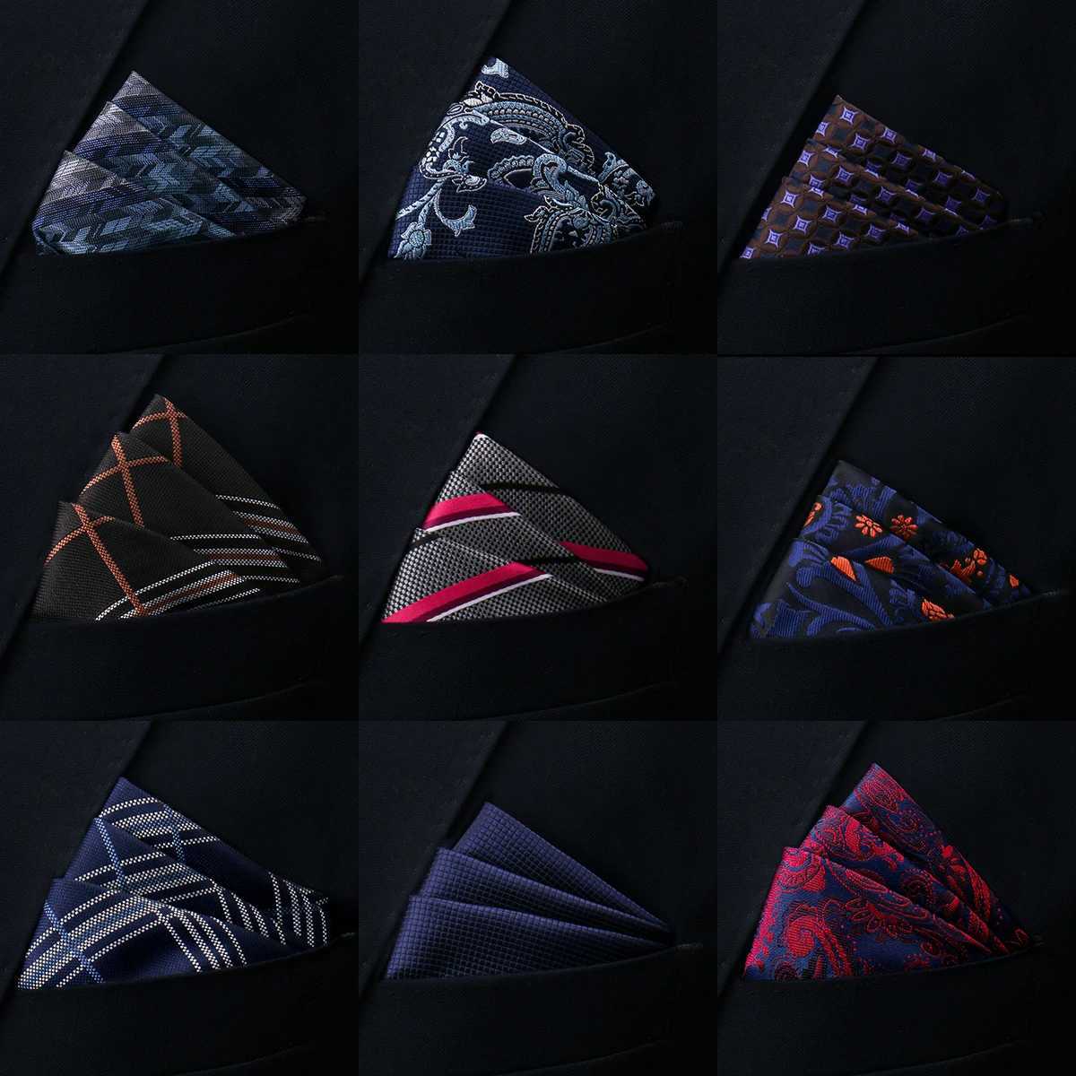 Brand Kerchief Man Dark e Striped ril Fools Day Fit Formal Party Pocket Square Handkerchiefs Suit Accories Men Necktie Y251024