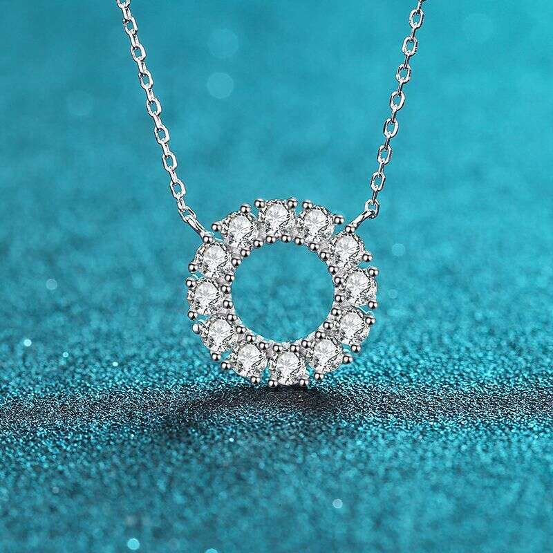DHCollections-- XDY Sier Round Full Dia Pendant Simple Japanese and Korean Style Moissanite Necklace