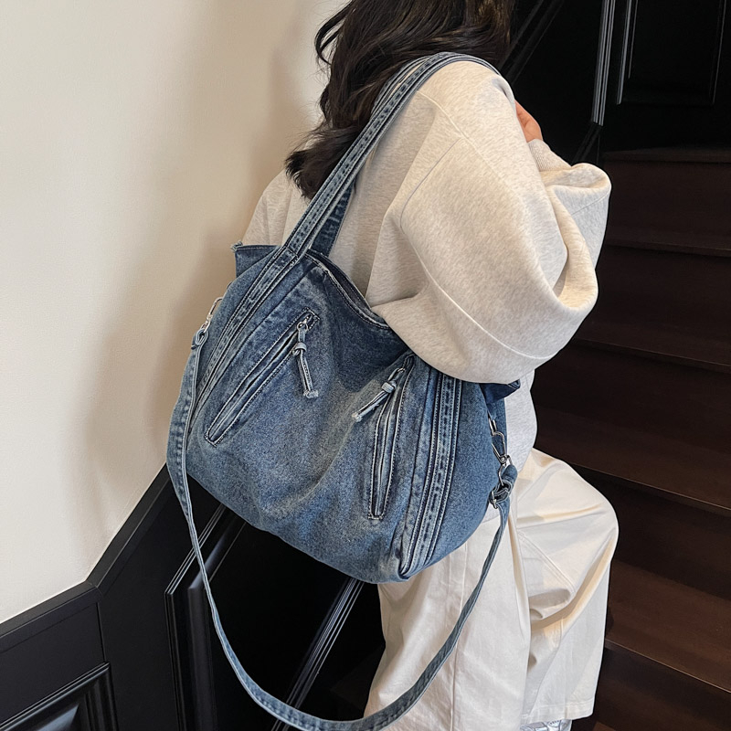 Handbag Denim Fashion Niche Design Casual Tote Simple Lightweight Large Capacity Versatile Crossbody Bag