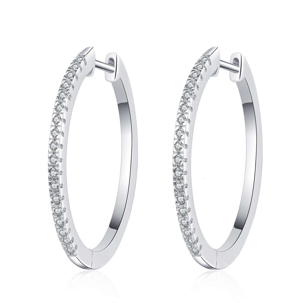 DHCollections-- Sterling Sier Large Hoop Moissanite Earrings for Women PT950 Gold Plated Jewelry Ear Buckle