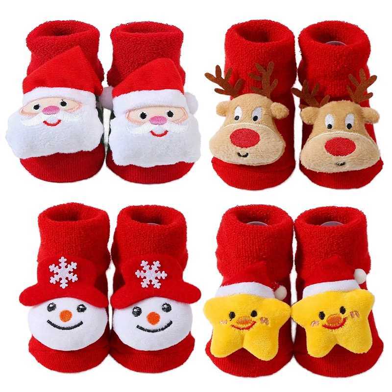Kids Christmas Socks For 012Months Childrens Short Socks Girls Boys Winter Warm Cotton Toddler New Year Gift Santa Claus Socks J251024