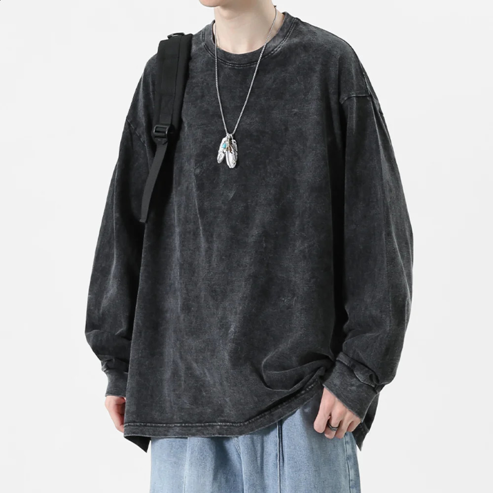 American Retro T Shirts Men Oversized Tshirt Women Loose Long Sleeve Shirt Vintage Hip Hop Y2K Style Mens Streetwear Plus Size 251020