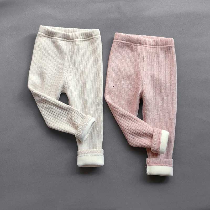 Winter Baby Girls Pants Thicken Warm Fleece Pants For Girls Leggings Childrens Elasticity Slim Stripe TrousersT251024