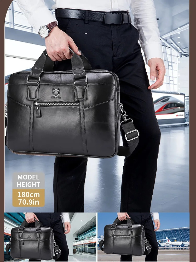 Genuine Leather largecapacity laptop Bag fashion men handbag official document bag cowhide business shoulder crossbody 251018