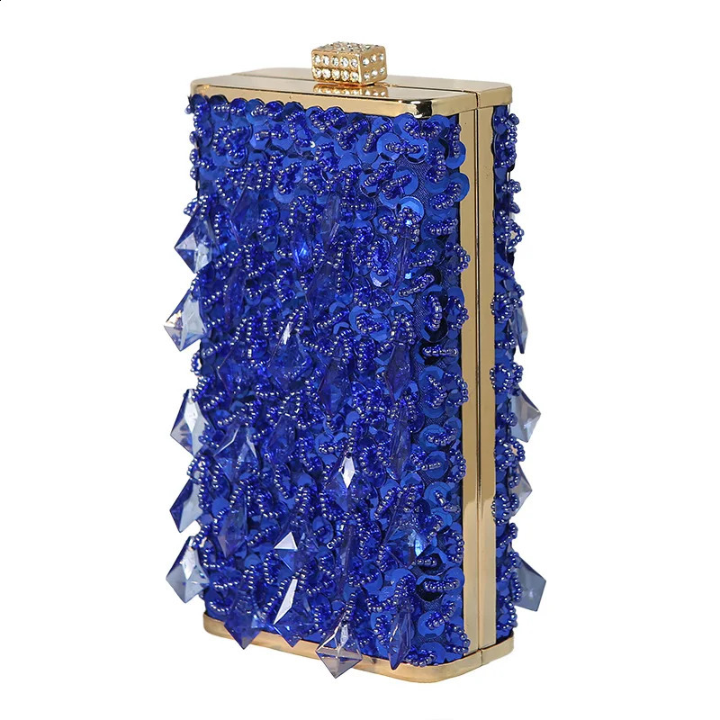 Diamonds Beaded Evening Bag Lady Glass Rhinestones Party Gold Purse Mini Square Tassel Bags er Womens Handbag 251023