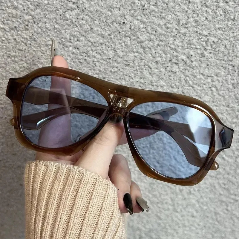 Retro Women Double Beam Sunglasses Glasses Ins Fashion Gradient Eyewear Men Eyeglasses UV400 Goggles 251023