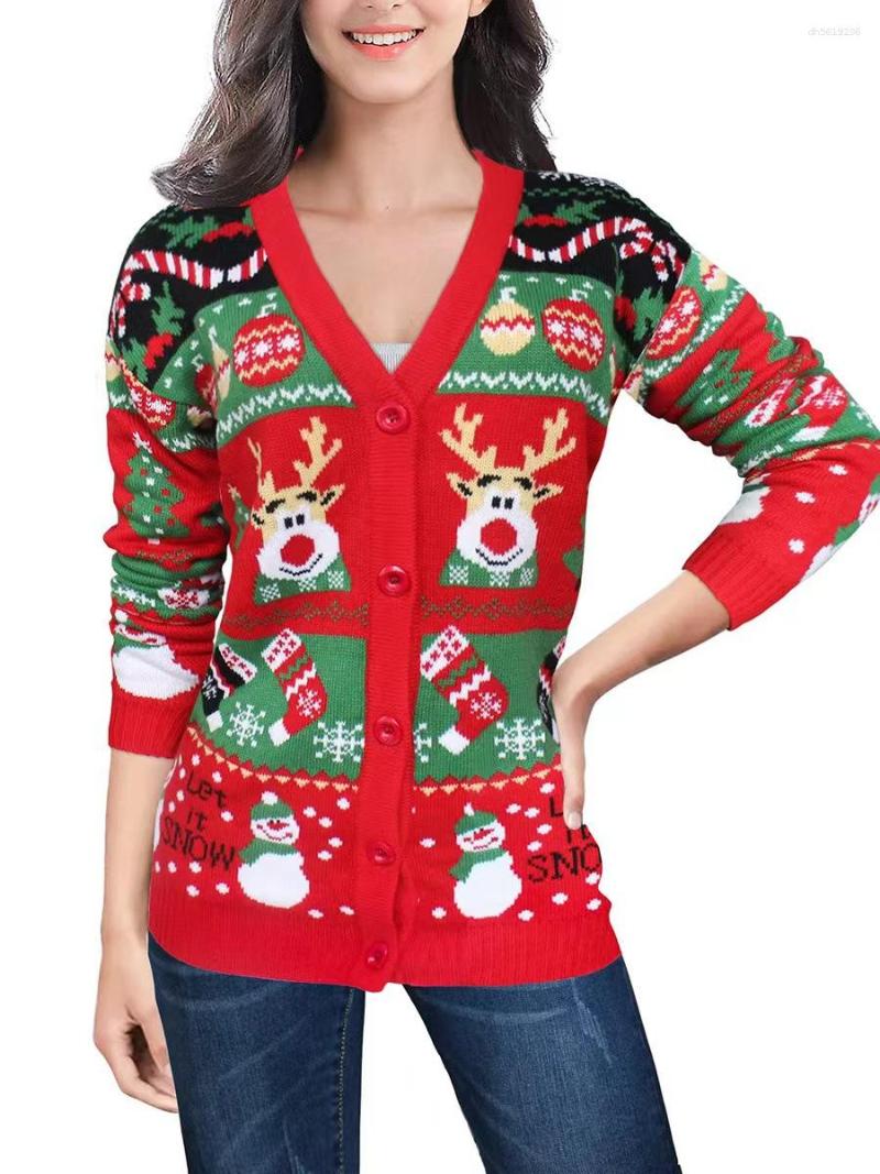 Designer Women's Sweaters Christmas Print Womens Christmas Sweater Winter Casual Loose Full Sleeve Knitwear Oversized Jumper Warm Soft Xmas Look 