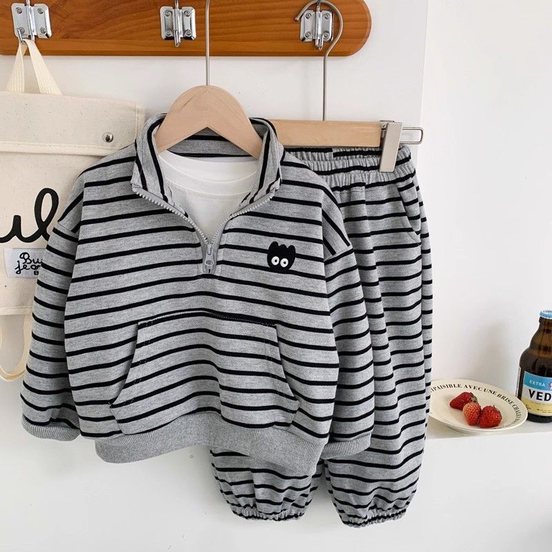 Fashion Soft & Cozy Kids Hoodie Set, Striped Spring Tracksuit for Toddlers and Youth, Boys Girls 2-Piece Outfit Free Shipping