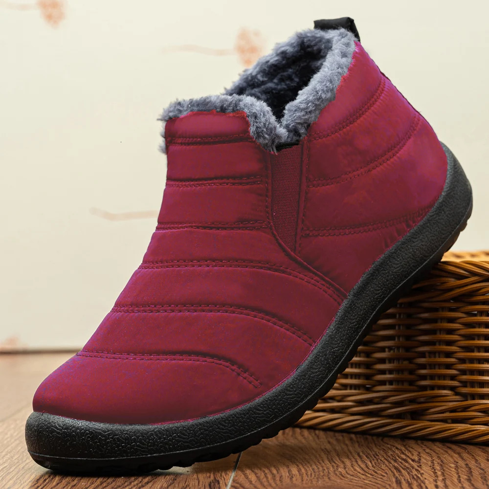 Men Boots Waterproof Winter Boots Lightweight Snow Boots Warm Fur Men Shoes Plus Size 47 Unisex Ankle Boots Slip on Casual Shoes251020