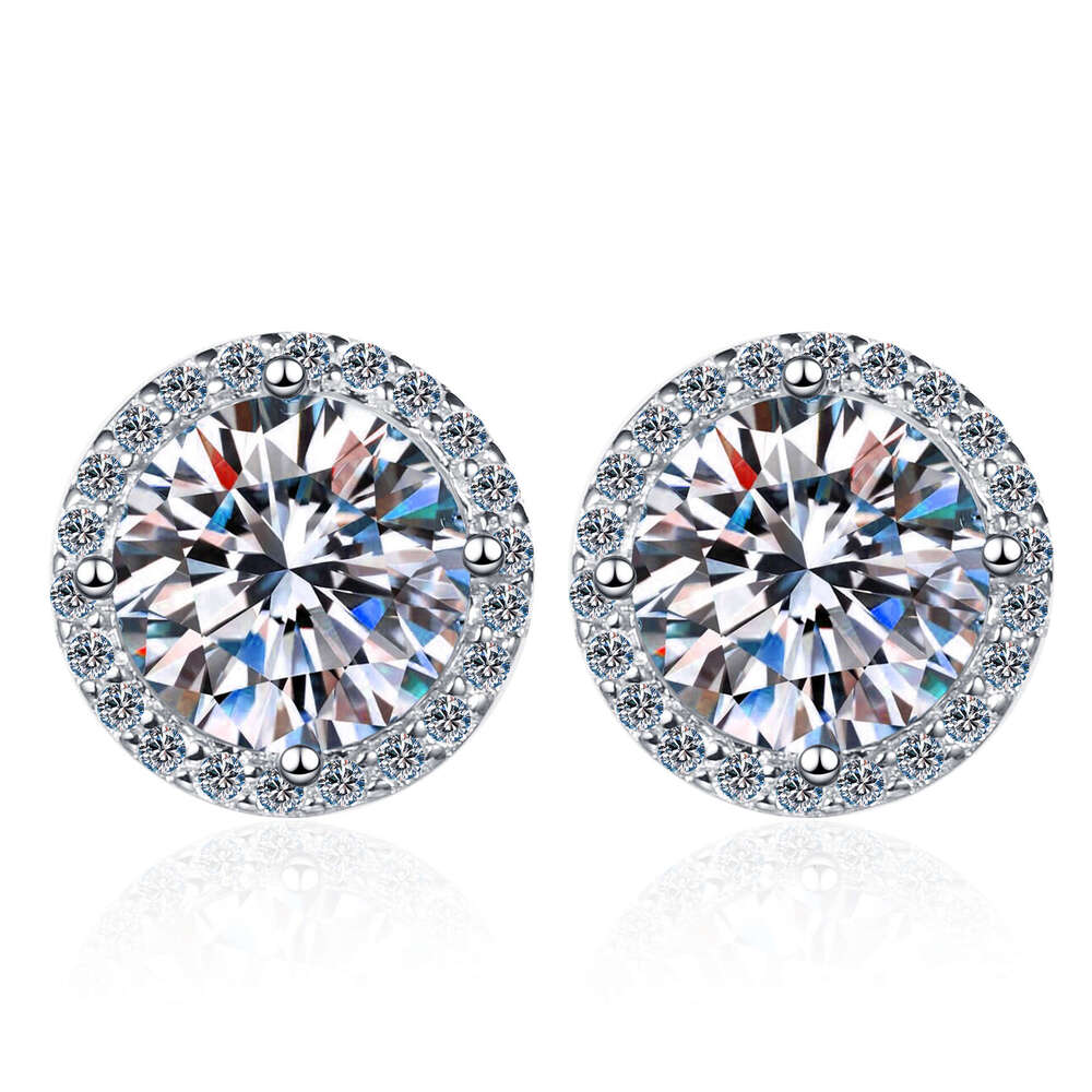 DHCollections-- Xindeyi Pure Sier Women's 1 Moissanite Four-Prong Round Hoop Earrings Same Style Ear Jewelry