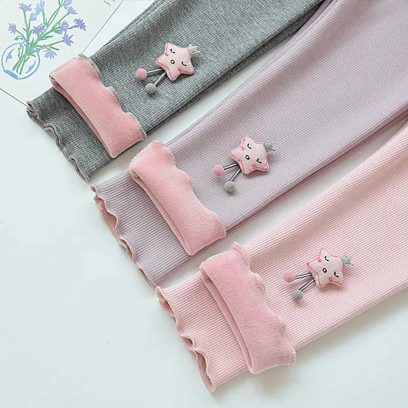 Kids Leggings Decorate Girls Leggings with Fivepointed Stars Fleece and Thick Pants for Children Leggins for Kids GirlT251024