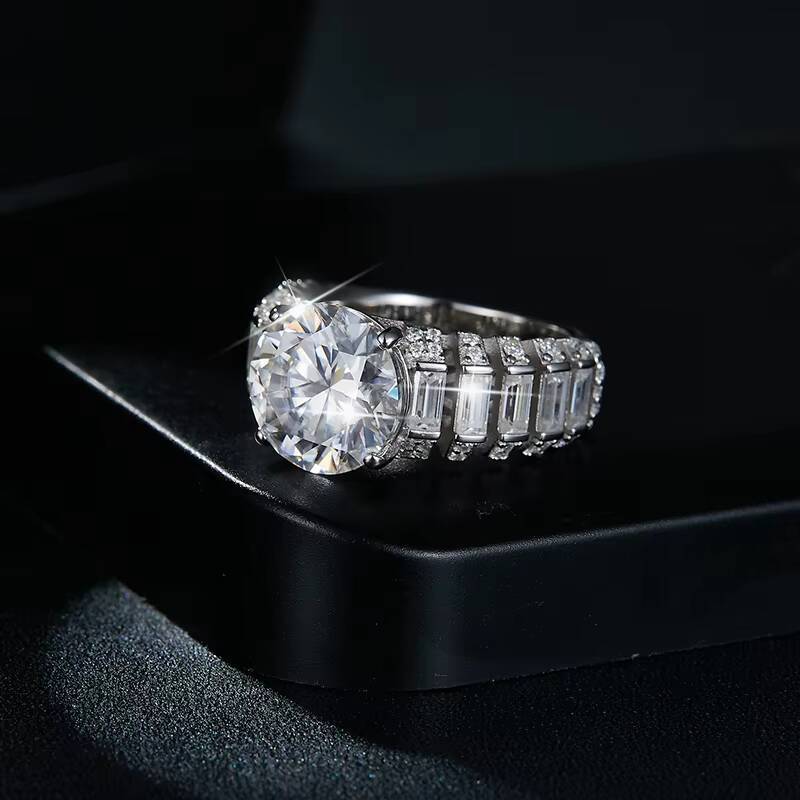 5CT Moissanite Ring New Design 925 Sterling Silver Jewelry Ring Round GRA Certified Round Brilliant Moissanite