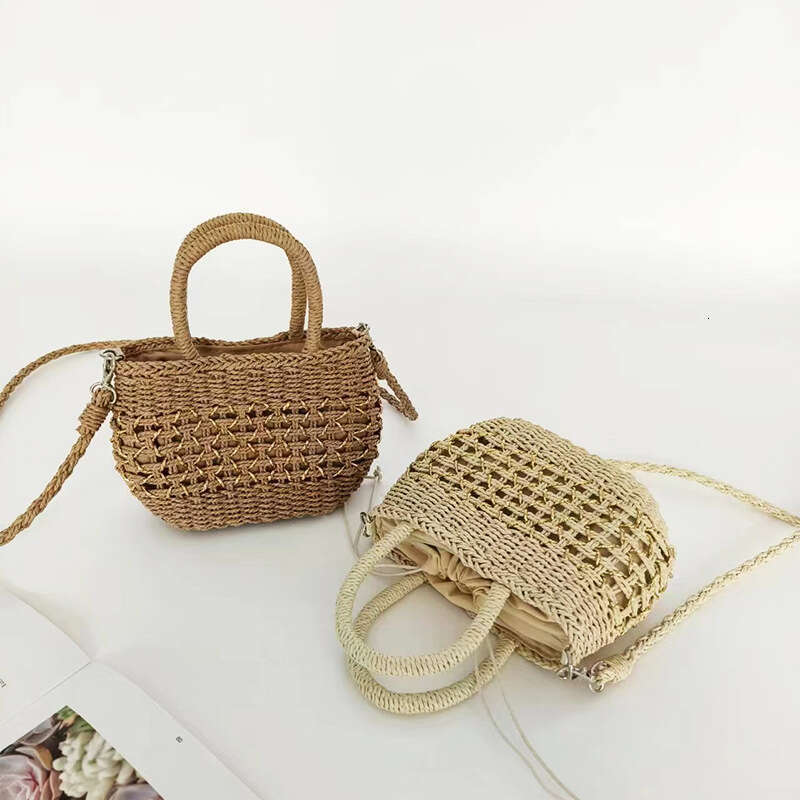 New Korean INS Straw for Women Handmade Woven Hollow Handheld Crossbody Fashion Sweet Summer Beach Bag