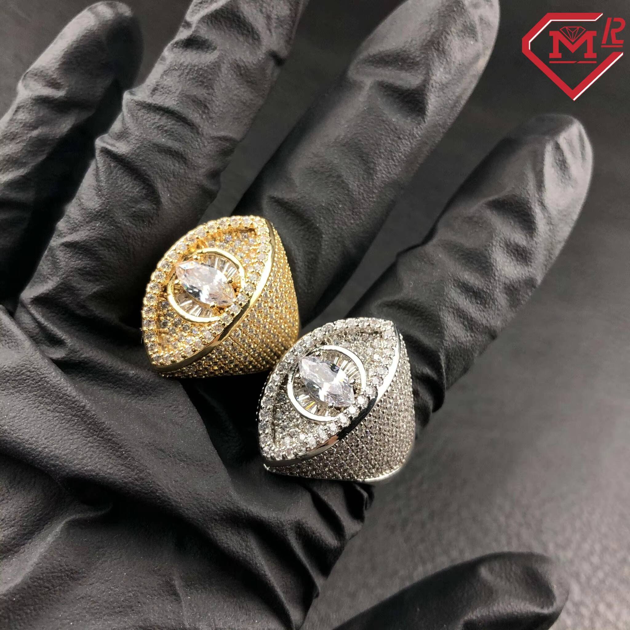 Rapper Moissanite Ring Men One Eye Hip Hop Pass Diamond Tester 925 Sterling Silver Vvs Moissanite Ring