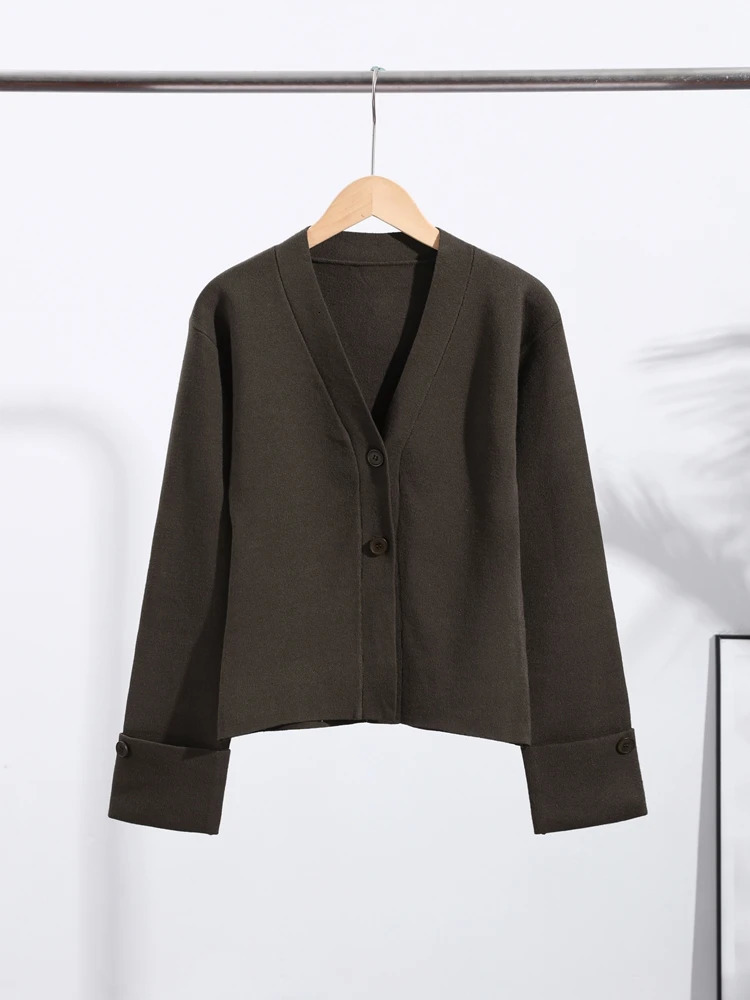 Casual Knit Cardigan Women Loose V Neck Single Breasted Long Fold Sleeves Sweater Female 2025 Autumn Fashion Solid Soft Knitwear 251013