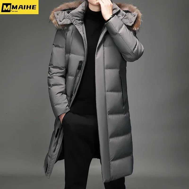 Mens Thickened Down Jacket 30 Winter Warm Down Coat 2024 New Men Fashion Long White Duck Hooded Down Parkas Plus Size 5XL Z251024