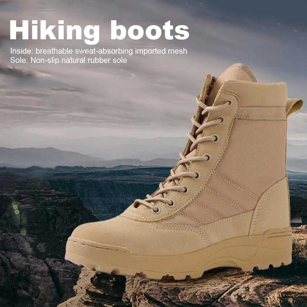 Desert Combat Boots Breathable Outdoor Hiking Boots Hightop Hunting Training Boots Lightweight NonSlip for Men W251024