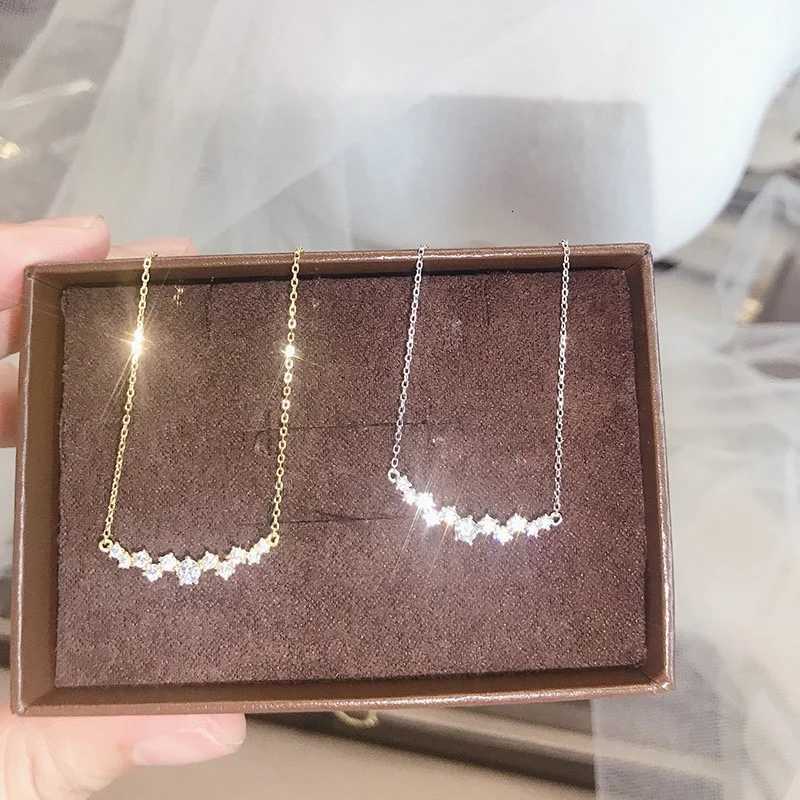 925 Sterling Silver 18k Gold Plated Necklace Moon Sparkling Zircon Clavicle Choker for Women Wedding Fine Jewelry CollaresXJ251024