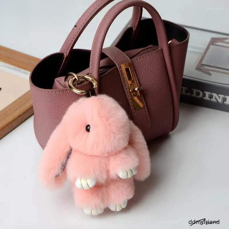 Keychains Real Fur Pom Keychain With Ring - 15Cm Fluffy Charm For Women's Bag, Car Pendant Jewelry Ddmyfriend