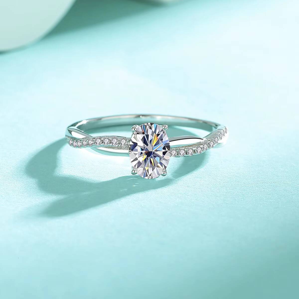 1CT Moissanite 925 Sterling Silver Ring VVS1 Moissanite Diamond Ring White Gold 925 Dilver Moissanite Engagement Ring Women