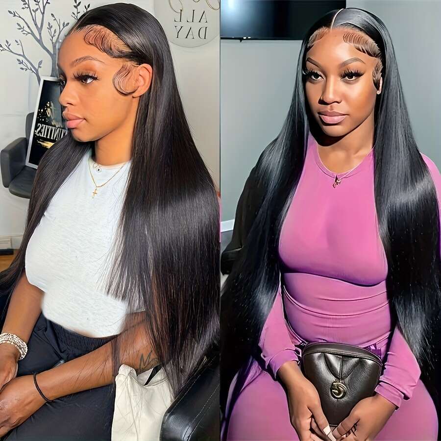 20nch-38inch Bone Straight HD 13x6 Glueless Wigs Human Hair Frontal PrePlucked for Women 200%Density, Lace Front Ready to Wear Hiensity Wig, Handtied 