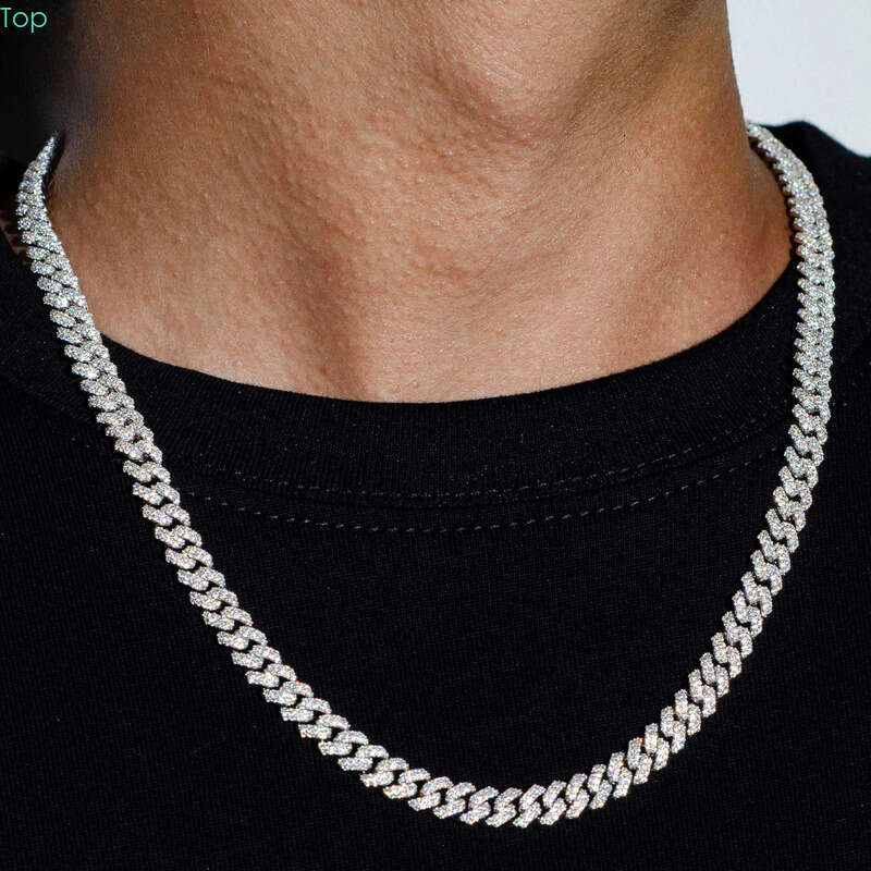necklace moissanite chain Custom Pass Dia Tester Hip Hop Jewelry Sterling Sier 6mm 8mm Iced Out VVS Cuban Link Moissanite Chain For Men 8d
