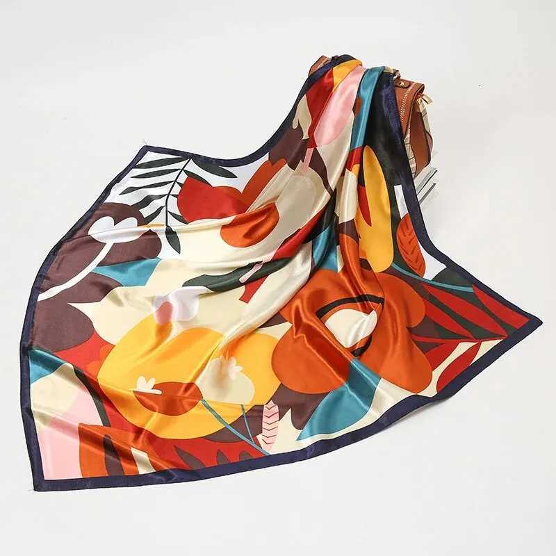 wer Print Bandana Square Scarf Silk Like ral Scarves Square Satin Hair Scarf Banda For Wen 9090CM Y251024