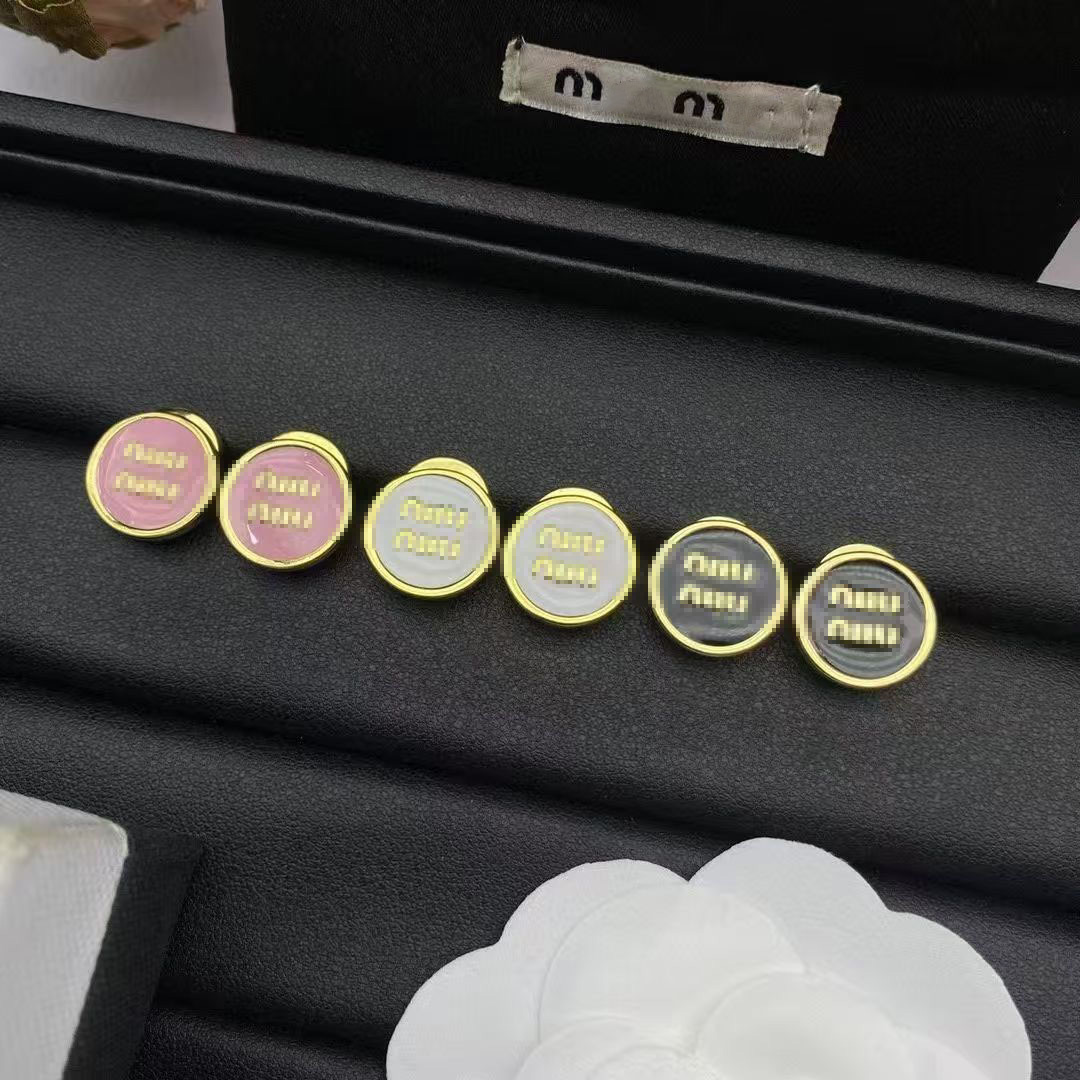 Enamel mu Letter earrings for women light luxury high-end designer earrings new fashion earring Stud Elegant Jewelry Fashion High end earrings