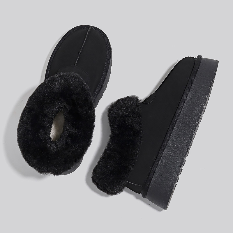 Free Shipping 2025 Designer Low-Top Snow Boots Women Thick-Sole Fleece-Lined Thickened Slip-On Winter Fuzzy Cotton Boots Warm Snow Shoes