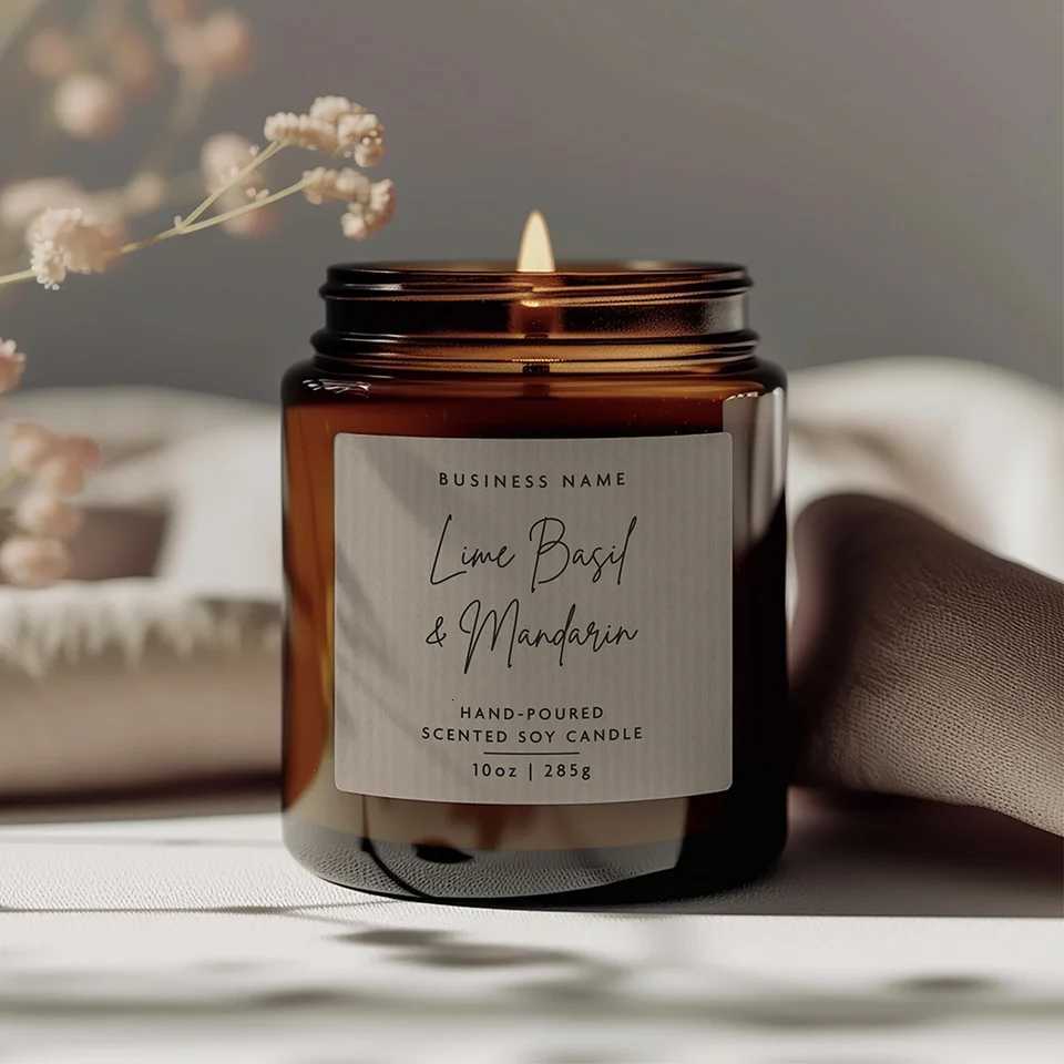 Personali square Sticker Wine or Candle Labels Scented Hemade Candles Packaging Stickers Label Design Cust Text Y251024