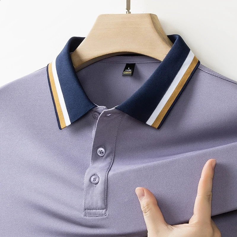 Mens Business Casual Short Sleeved Shirt Solid Color Polo Shirt Fashionable Breathable Comfortable Versatile Top 251020