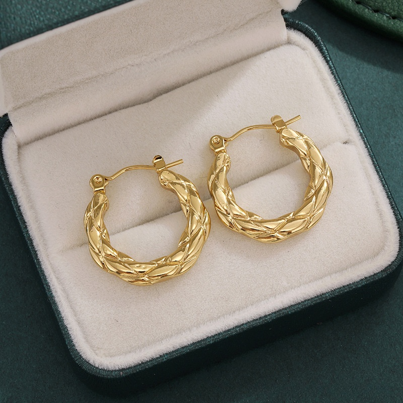 Luxury earrings Vintage earrings with high-end feel, 18K gold trendy woven texture earrings Designer earrings gold earrings stud earrings free shippin