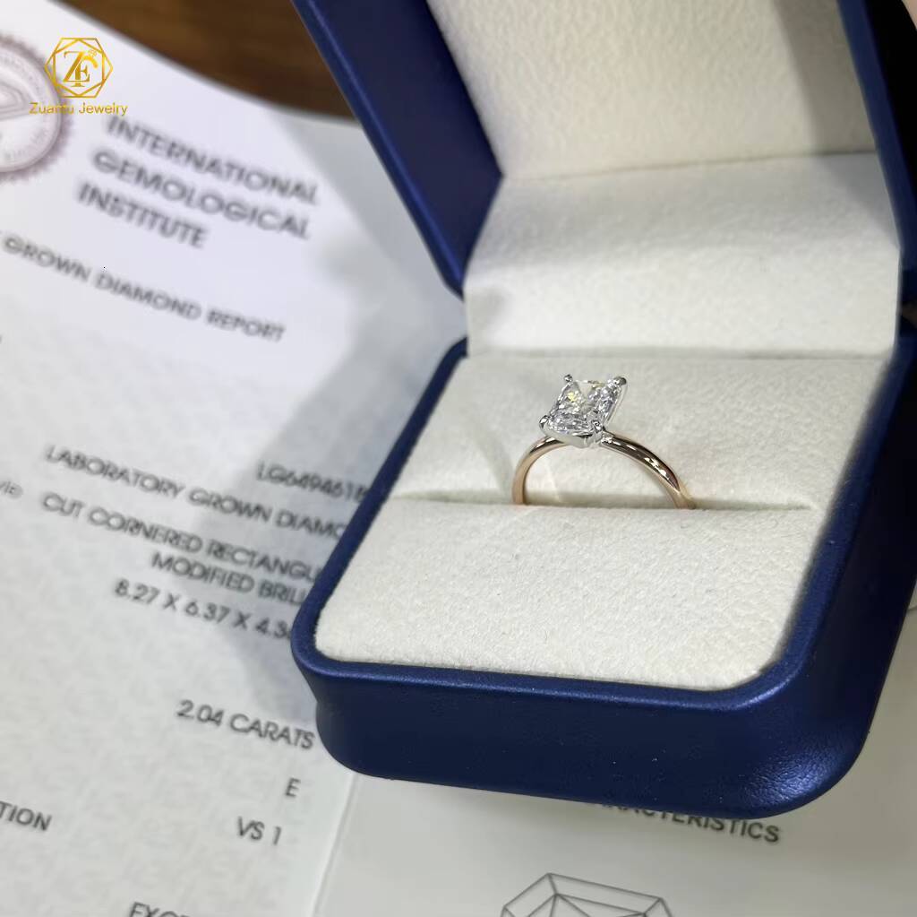Luxury 2CT Radiant Cut Lab Grown Diamond Ring 14k Solid Gold Wedding Band for Women and Men for Weddings and Engagements