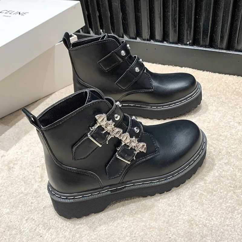 Womens Boots Chunky Hee Ladies Shoes Platform Bat Leather Booties Women Shoes Trend 2024 Sneakers Ankle Boots D451 W251024